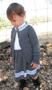 1607 Skirt and Cardigan Set, sizes 2 to 10yrs, Worsted weight