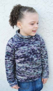 112 Children's Bulky Top Down Pullover, sizes 2 to 14yrs, Bulky weight