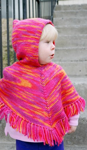 243 Children's Poncho, sizes 2 to 12yrs, worsted weight