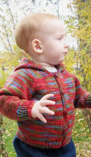 982 Baby's Neck Down Cardigan, sizes 6 to 18mos, Worsted weight