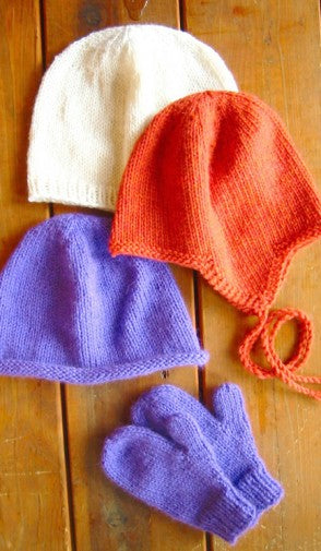 253 Basic Hat and Mitten Set for Children, sizes 2-4 to 10-12, Worsted weight