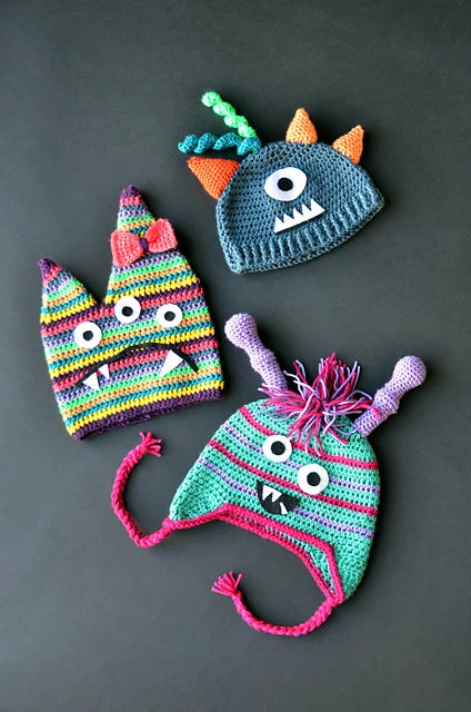 Free Pattern Friday: Clarice, Chunk and Clyde Monster Hats