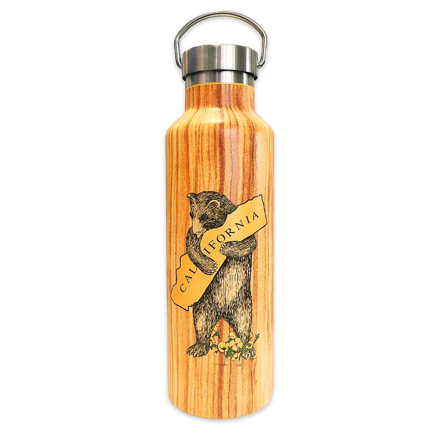 California Bear Woodgrain Water Bottle