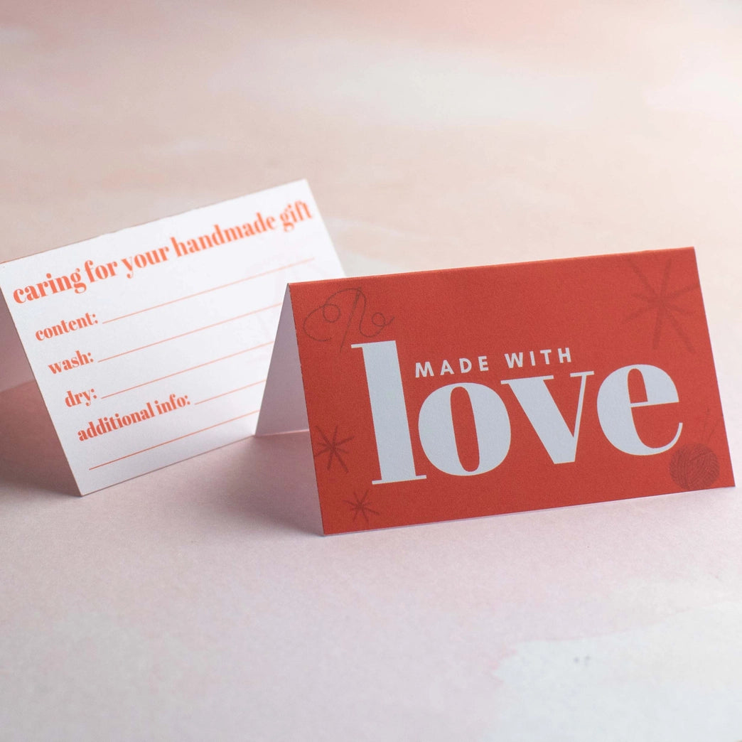 Made with Love Care Instructions Cards