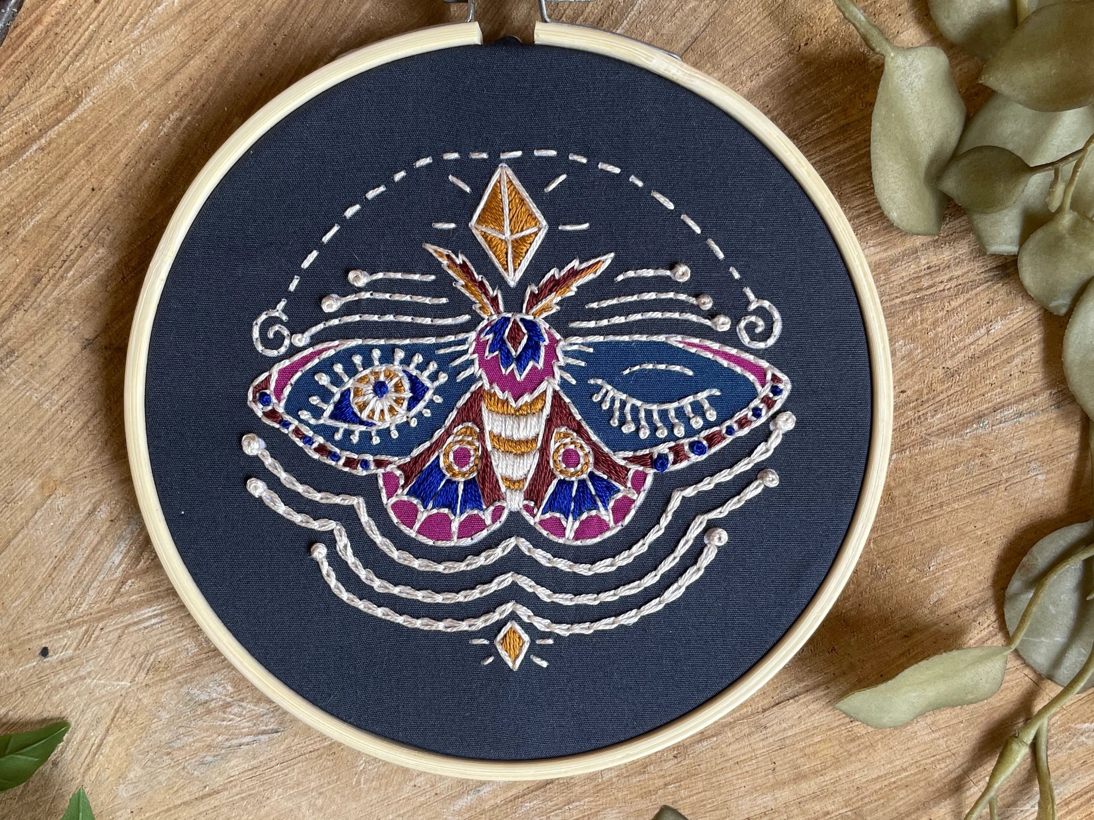 Winking Moth Embroidery Kit