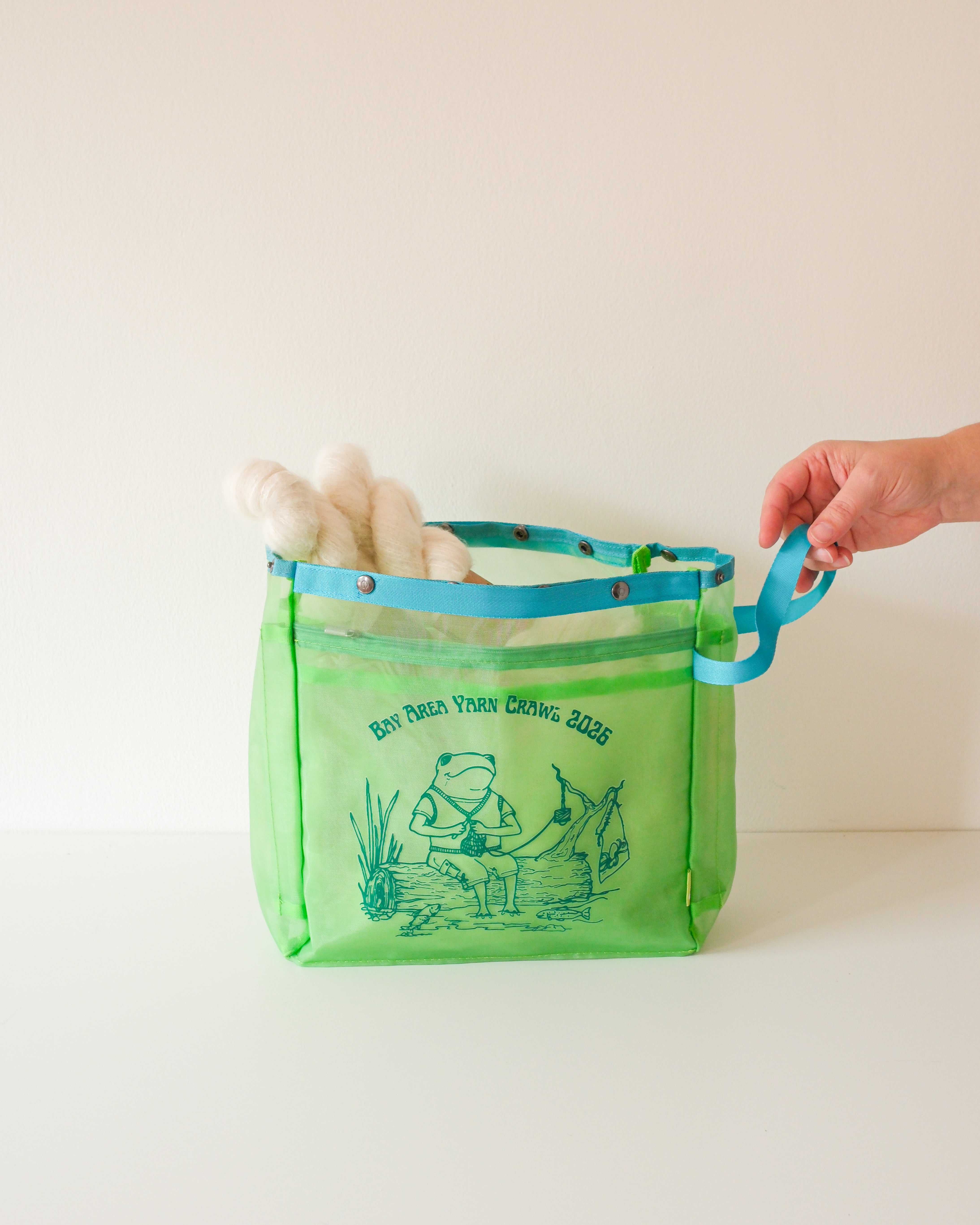 della Q Square Sack Oh Snap Bag for the Bay Area Yarn Crawl 2026