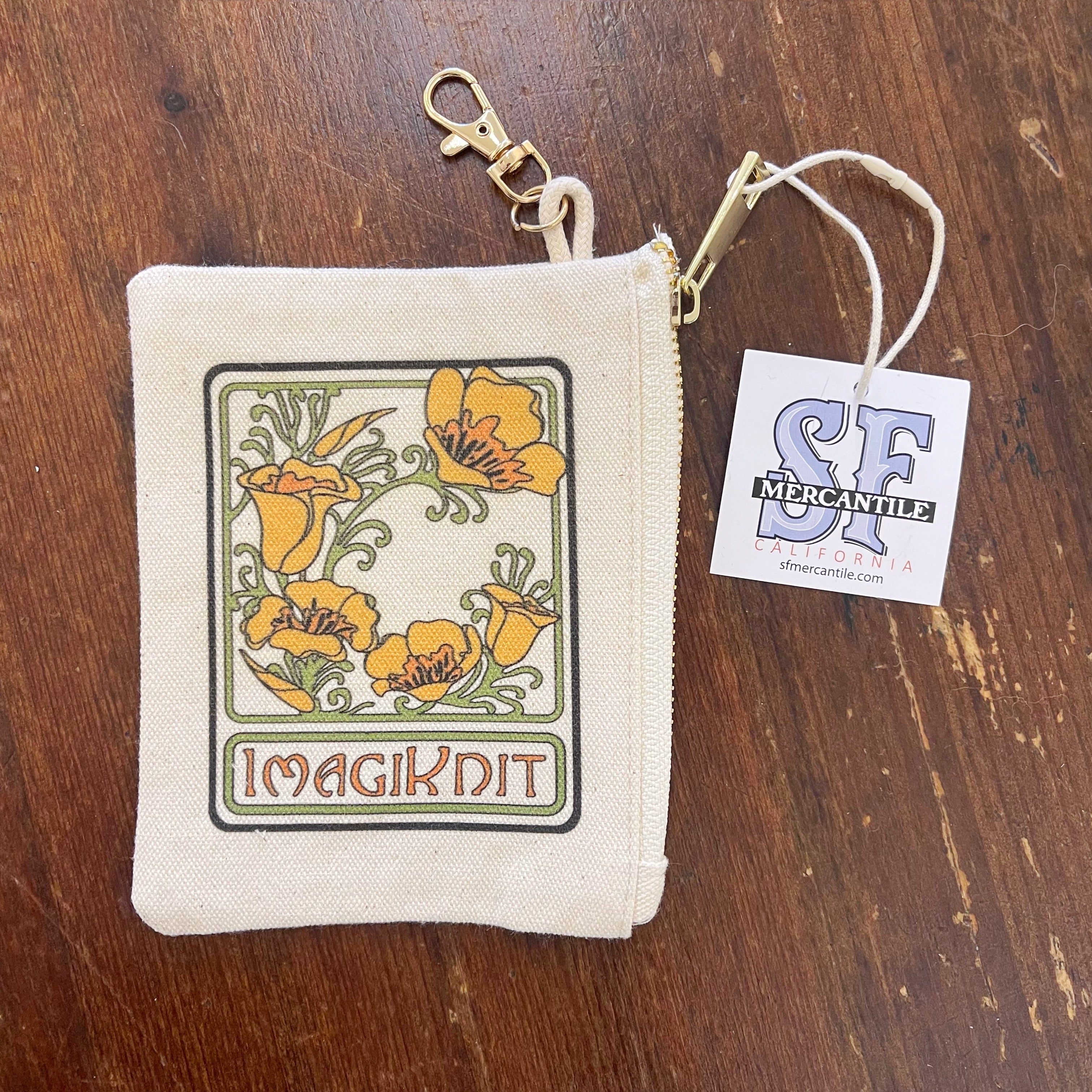 ImagiKnit California Poppies Notions Zip Bag