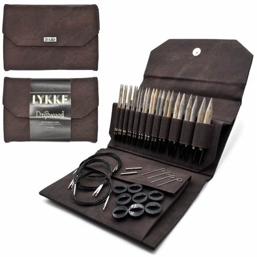 Lykke 5 inch Driftwood Circular Knitting Needles Interchangeable Set (Cacao Brown Case)