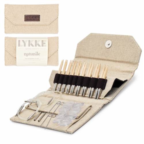 Lykke 3.5 inch Naturale Circular Knitting Needles Interchangeable Set (Beige Jute Case)