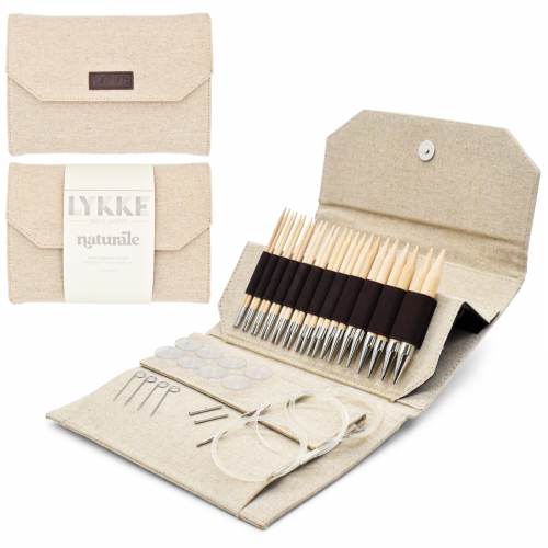 Lykke 5 inch Naturale Circular Knitting Needles Interchangeable Set (Beige Jute Case)