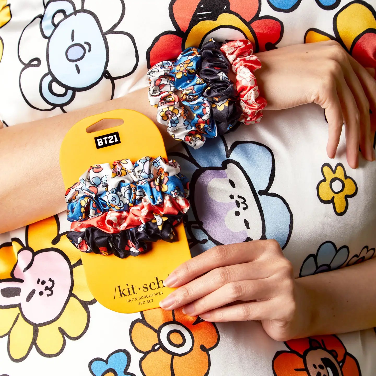 Kitsch X BT21 Satin Sleep Scrunchies (4 Piece Set)