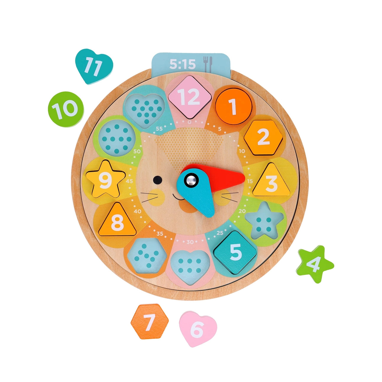 Petit Collage Multi-Language + Counting + Colors Wooden Learning Clock)