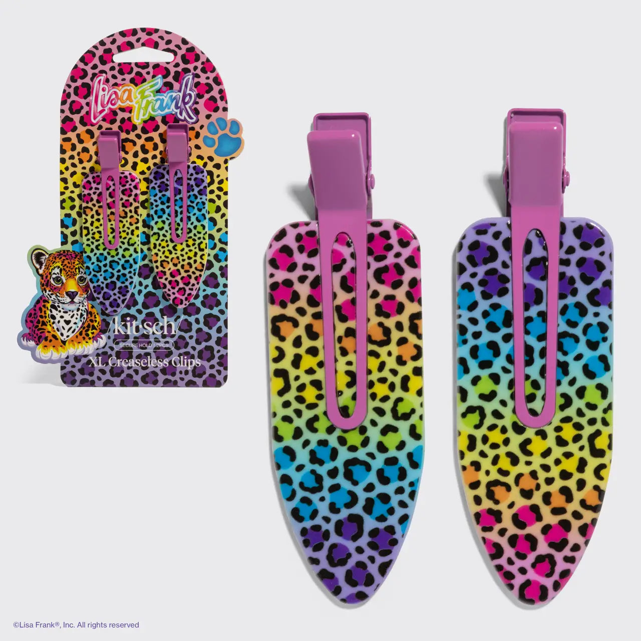 Kitsch X Lisa Frank XL Creaseless Clips in Rainbow Leopard