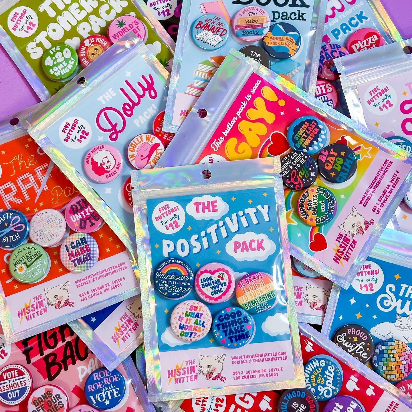 The Hissin' Kitten Set of 5 Buttons