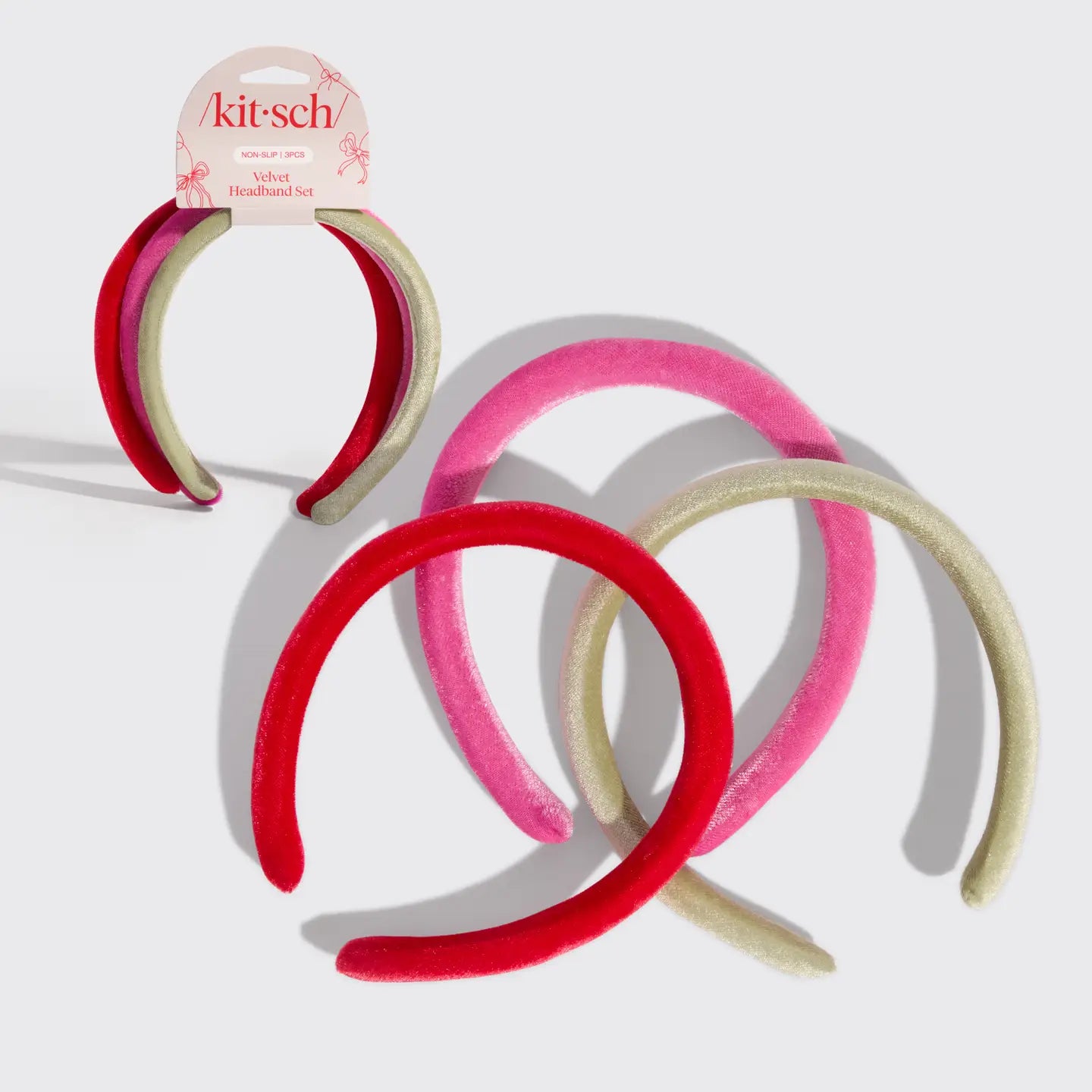 Kitsch Holiday Velvet Headbands (3 Piece Set)