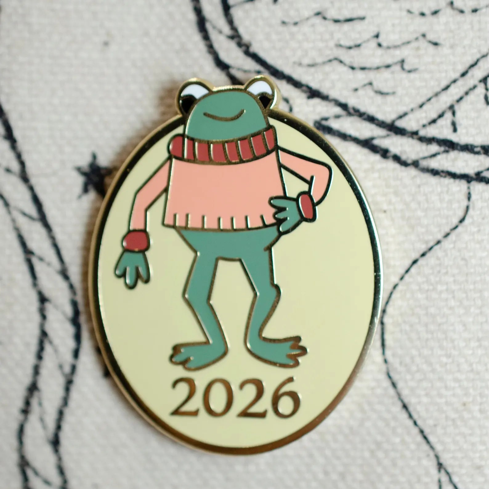 Karl the Frog Enamel Pin for the Bay Area Yarn Crawl 2026