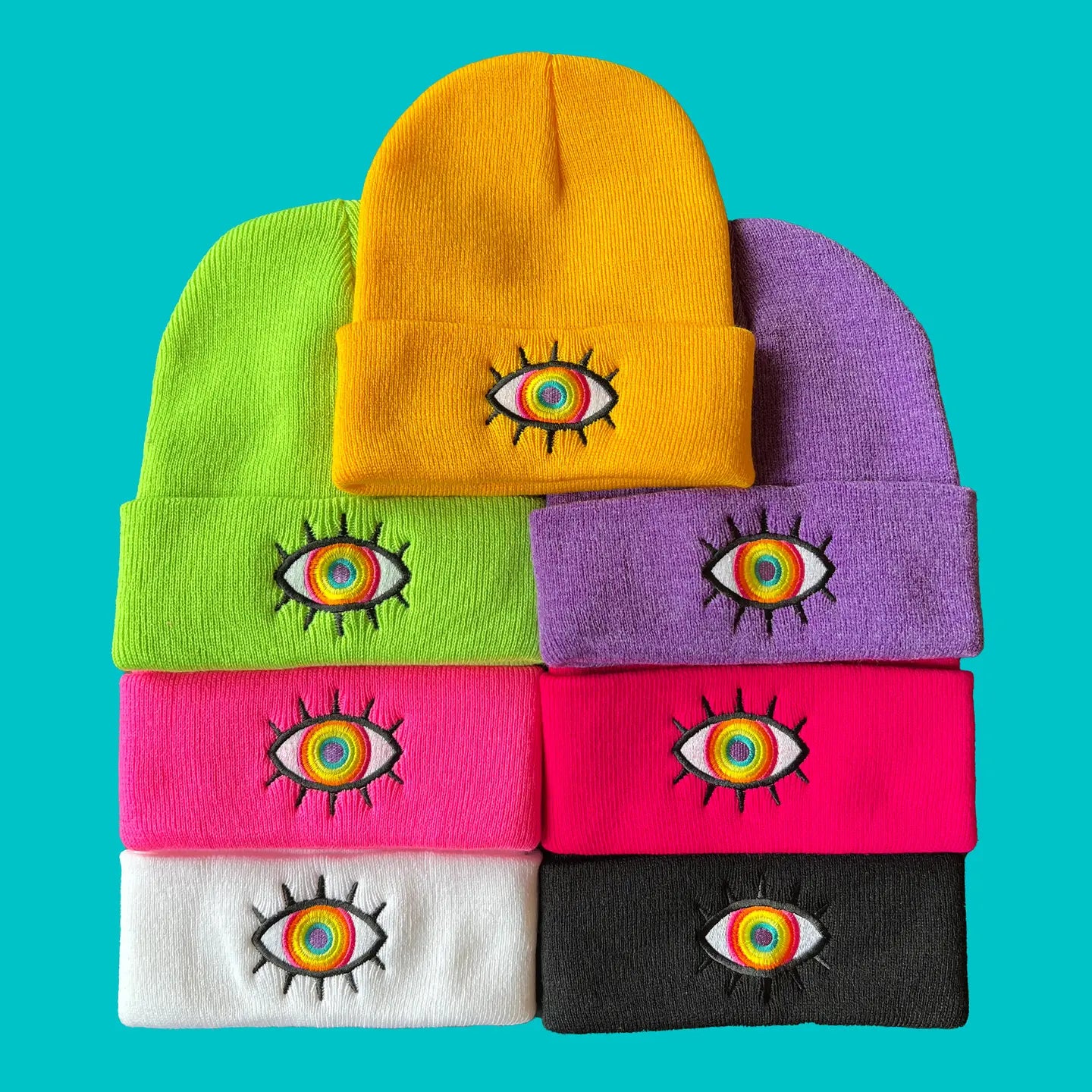 Wokeface Rainbow Eye Beanies