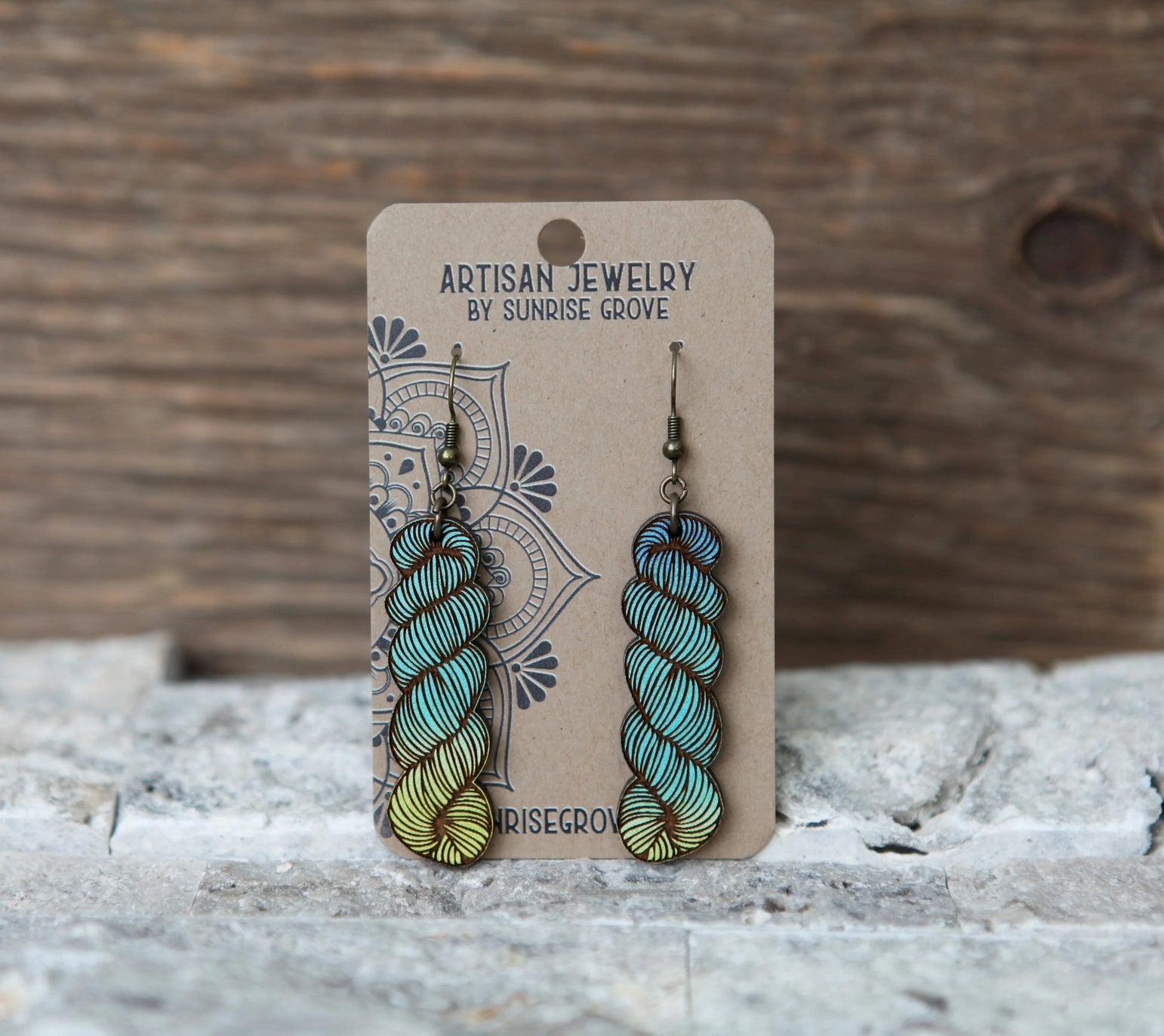 Sunrise Grove Yarn Hank Wood Earrings