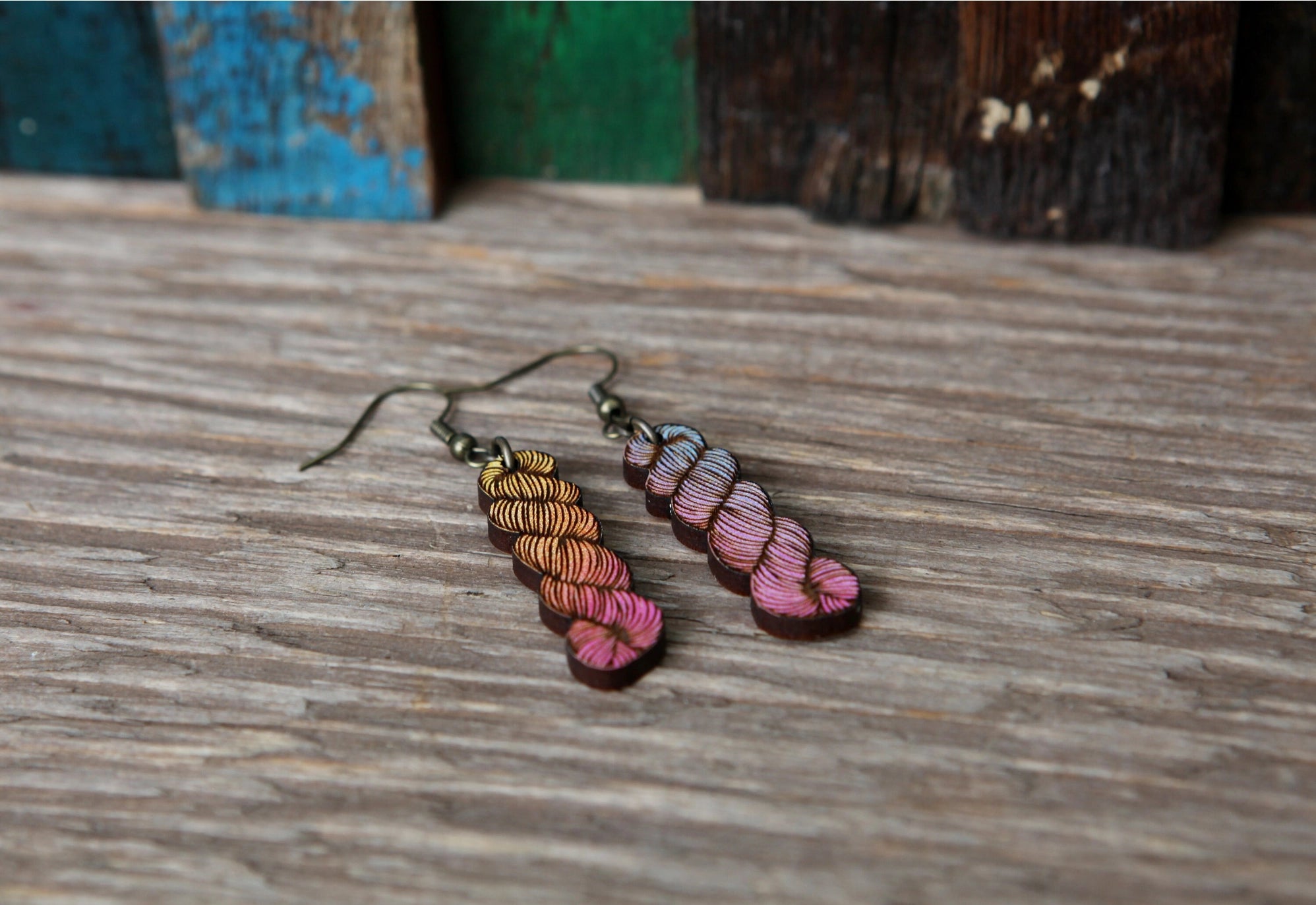 Sunrise Grove Yarn Hank Wood Earrings
