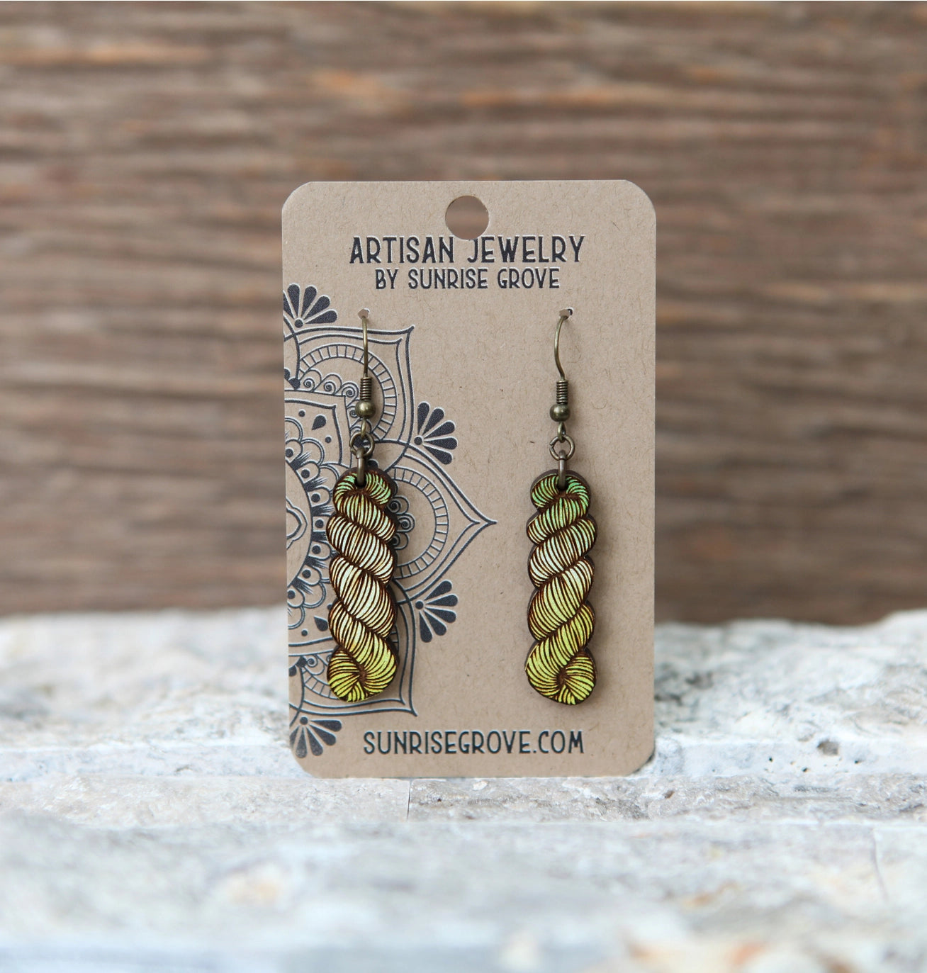 Sunrise Grove Yarn Hank Wood Earrings