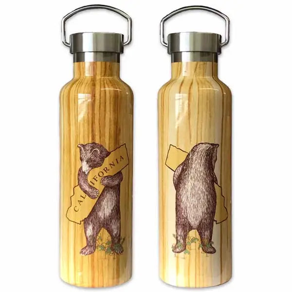 California Bear Woodgrain Water Bottle