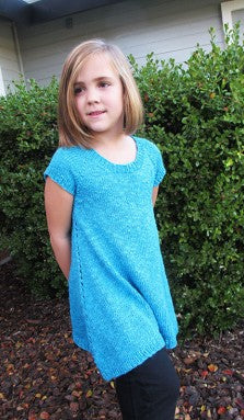 1502 Girls Trapeze Tunic, sizes 18mos to 10yrs, DK weight