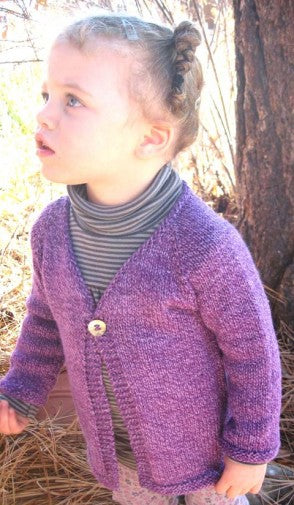 296 Girl's One Button Cardigan, Sizes 18mos to 10yrs, DK weight