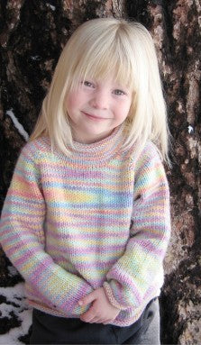 9730 Childrens Neck Down Pullover, sizes 2-4 to 10-12, Heavy worsted weight