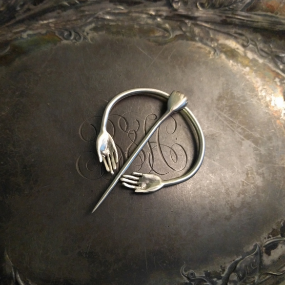 Gesture Shawl Pin with Open Hands